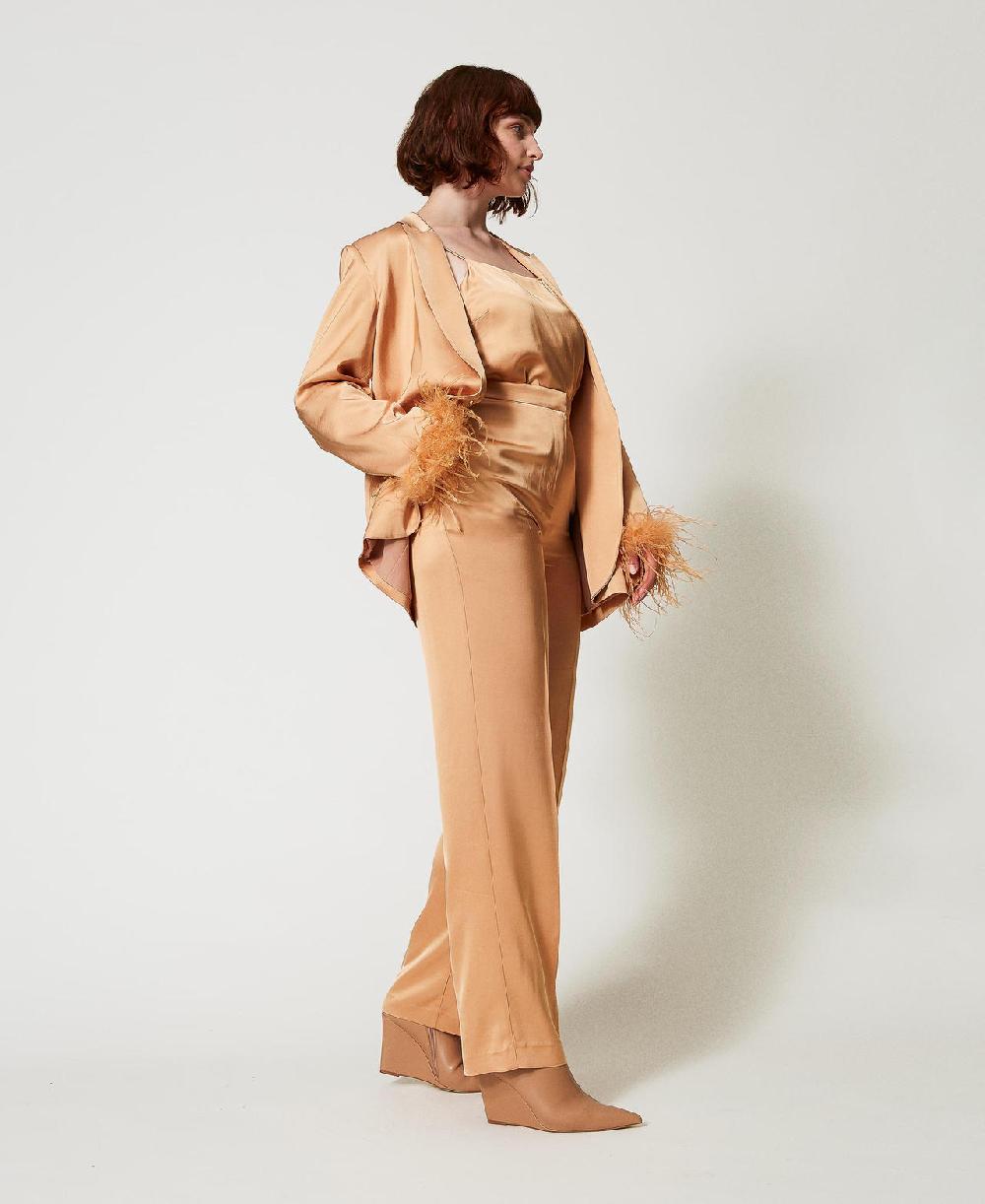 Scee by twin set Pantaloni straight leg in raso Trasporto libero internazionale