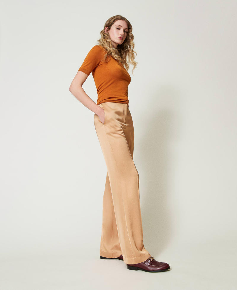 Scee by twin set Pantaloni straight leg in raso Trasporto libero internazionale