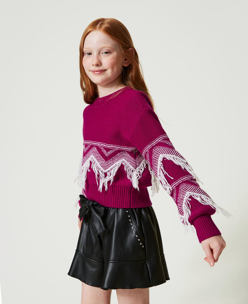 Scee by twin set Maglia in misto lana con frange Nuovo