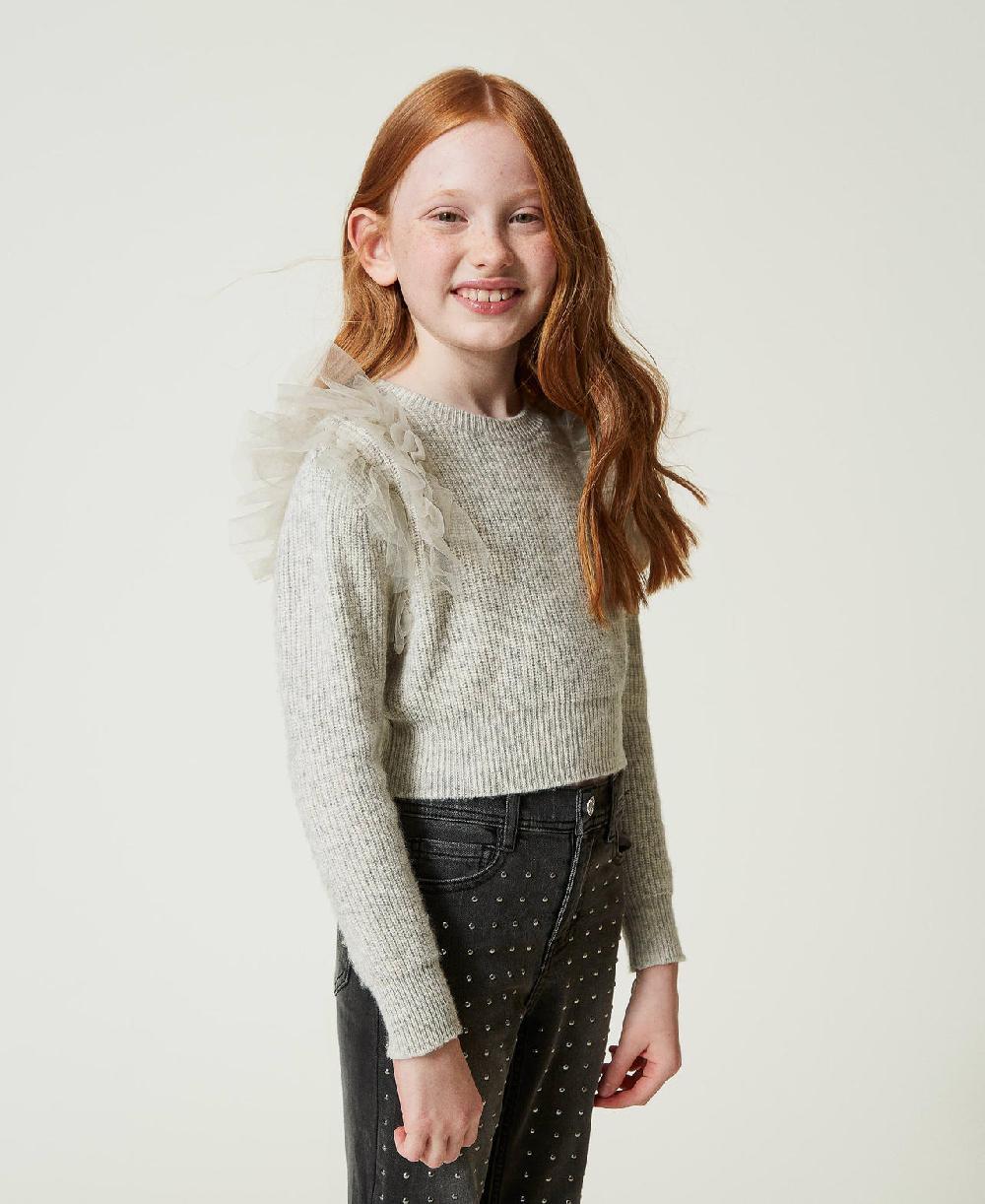 Scee by twin set Maglia regular con balze in tulle Qualità