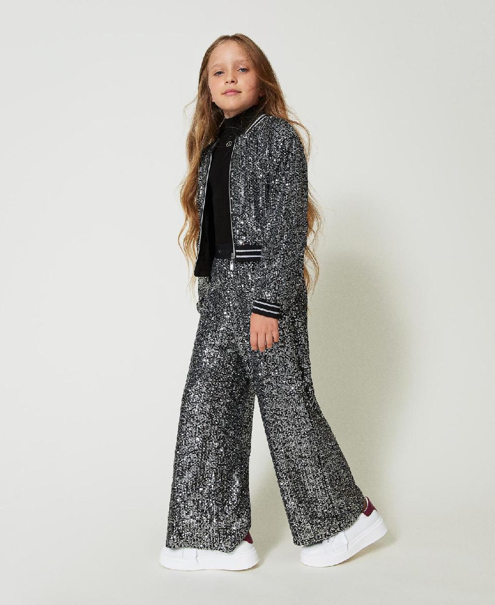 Scee by twin set Pantaloni a palazzo in full paillettes Soddisfazione Garantita