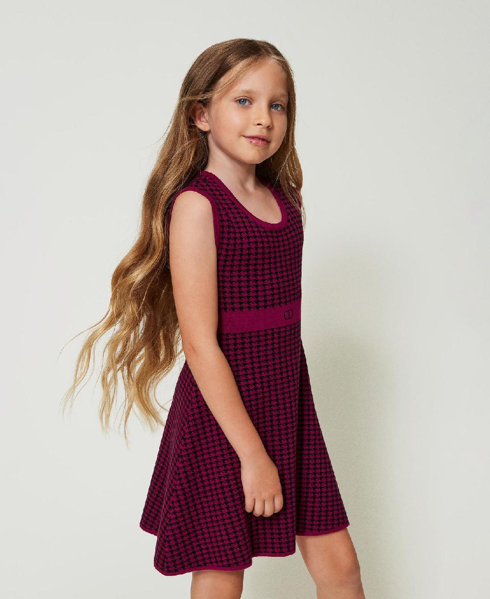 Scee by twin set Abito corto in maglia jacquard pied de poule Acquista Ora