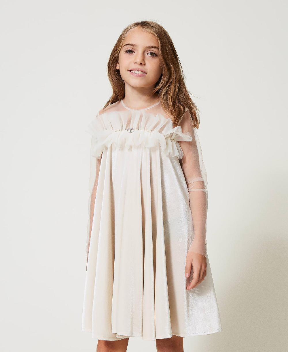 Scee by twin set Abito corto in ciniglia e tulle Promozione Limitata