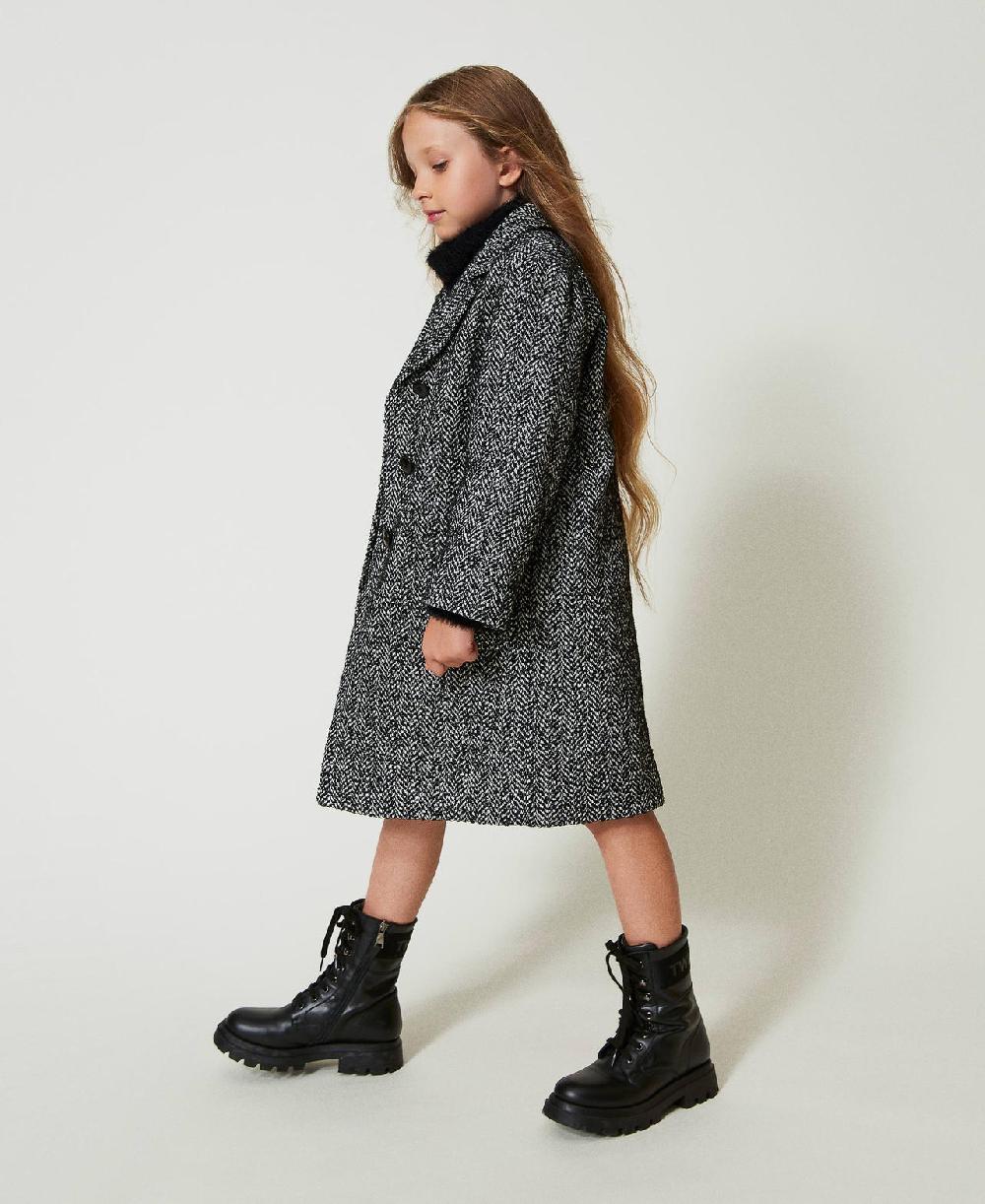 Scee by twin set Cappotto in panno chevron Fino Al -60%