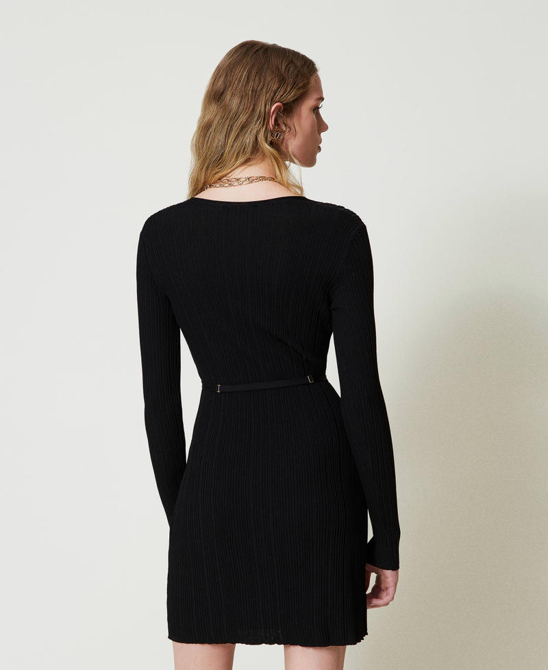 Scee by twin set Abito corto in maglia a costine con cintura Presa