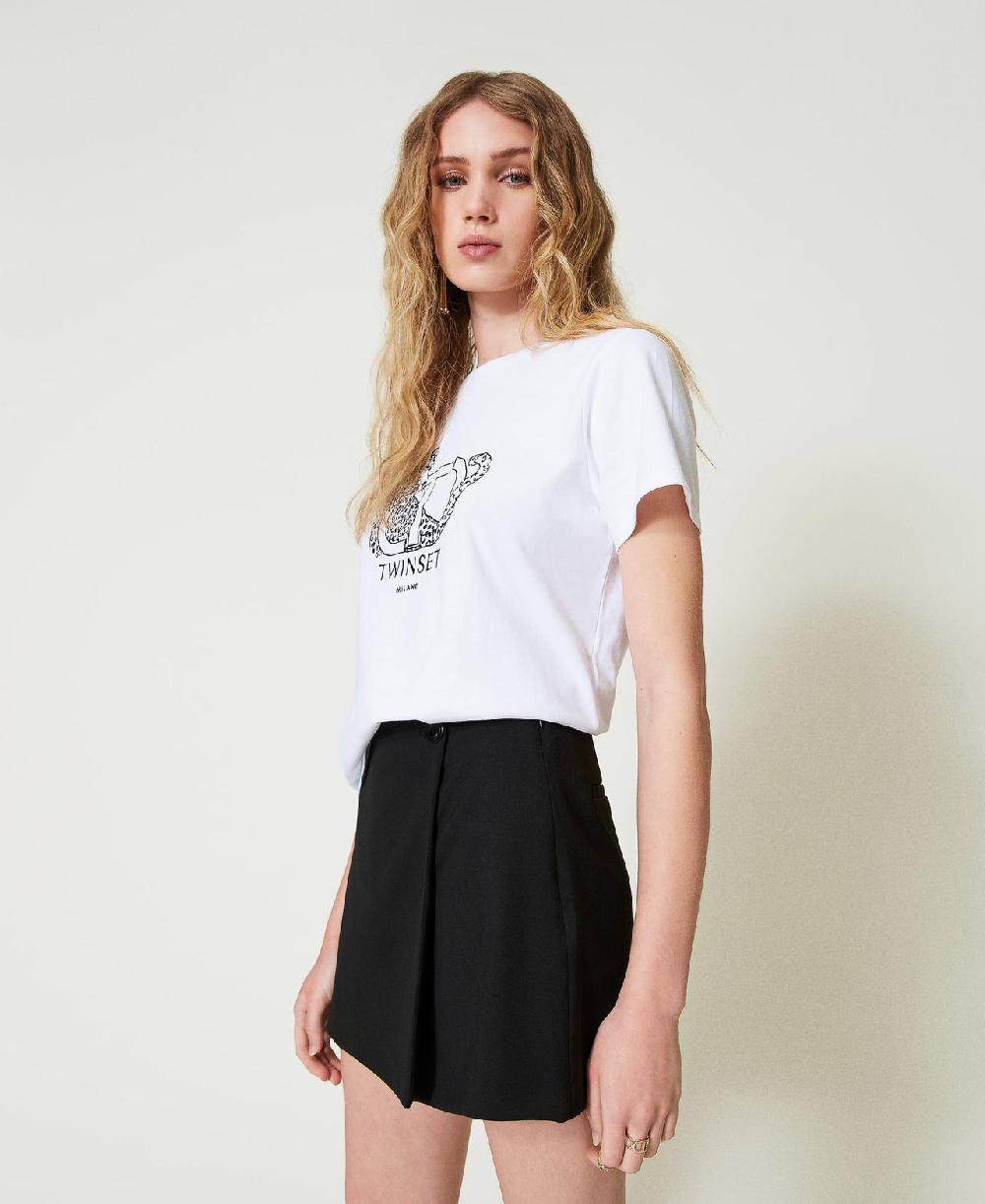 Scee by twin set T-shirt con ricamo logo e giaguaro Online