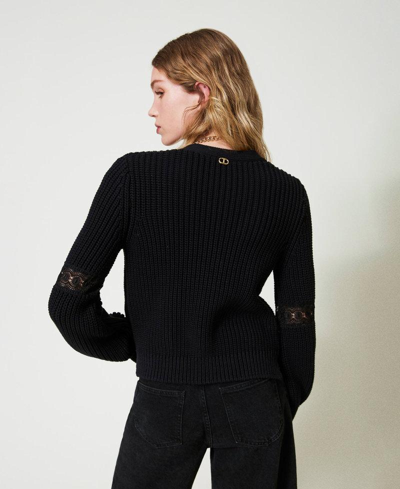 Scee by twin set Cardigan a costine con pizzo In Saldo