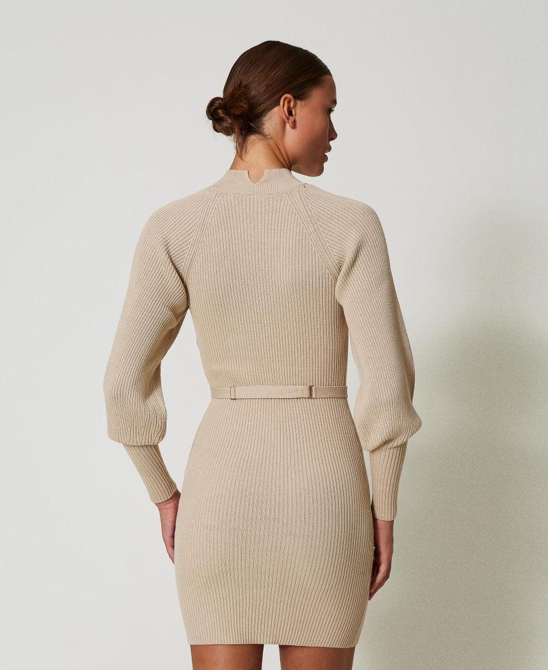 Scee by twin set Abito corto in maglia a costine con cintura Moda