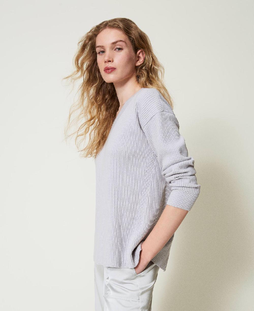 Scee by twin set Maglia a costine con spacco Offerta speciale