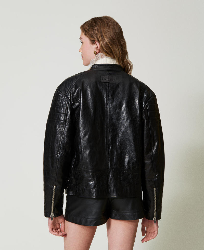 Scee by twin set Giacca biker 'Fairfax' in pelle Comprare a buon mercato