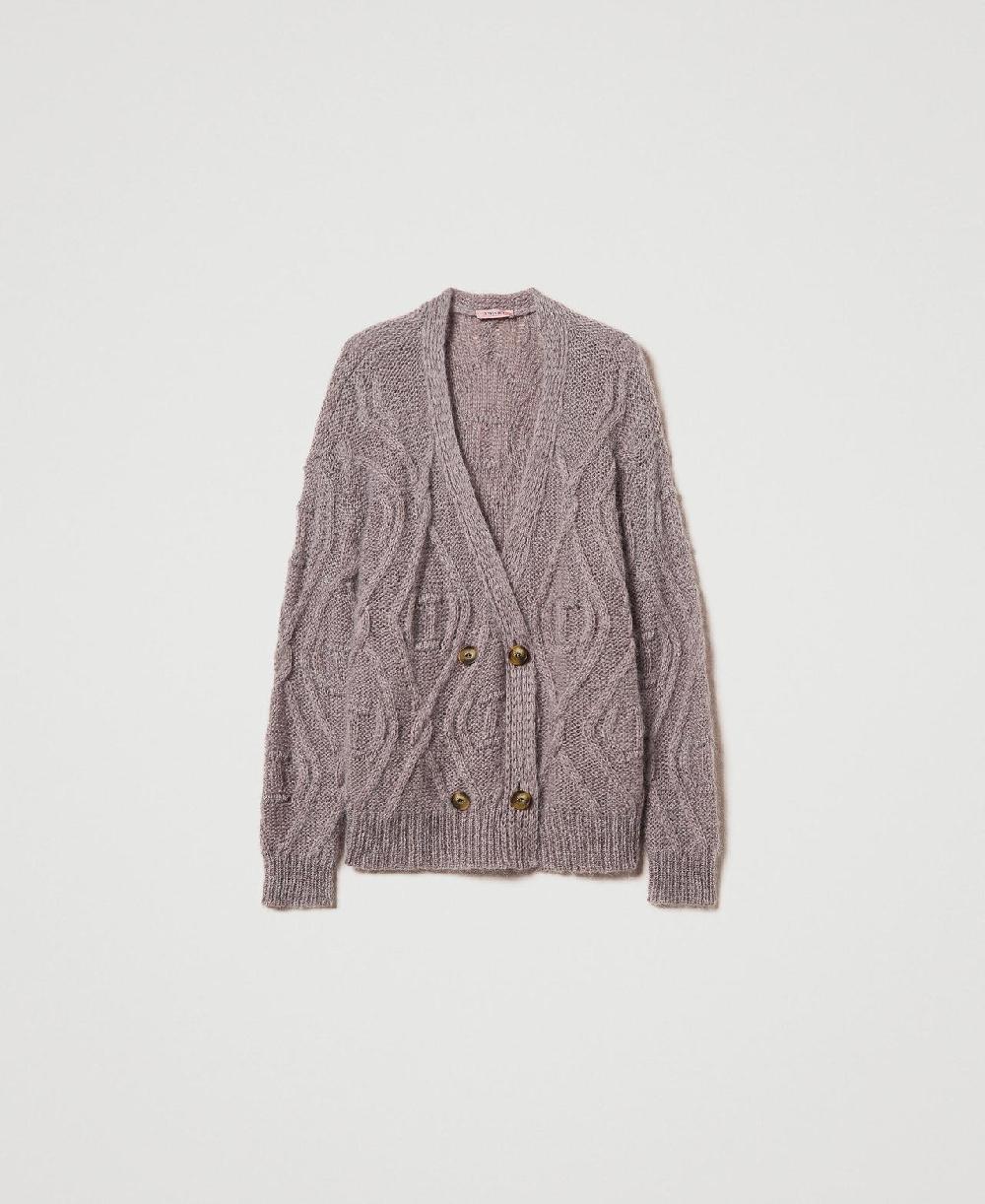 Scee by twin set Cardigan doppiopetto in misto mohair Flash Sale