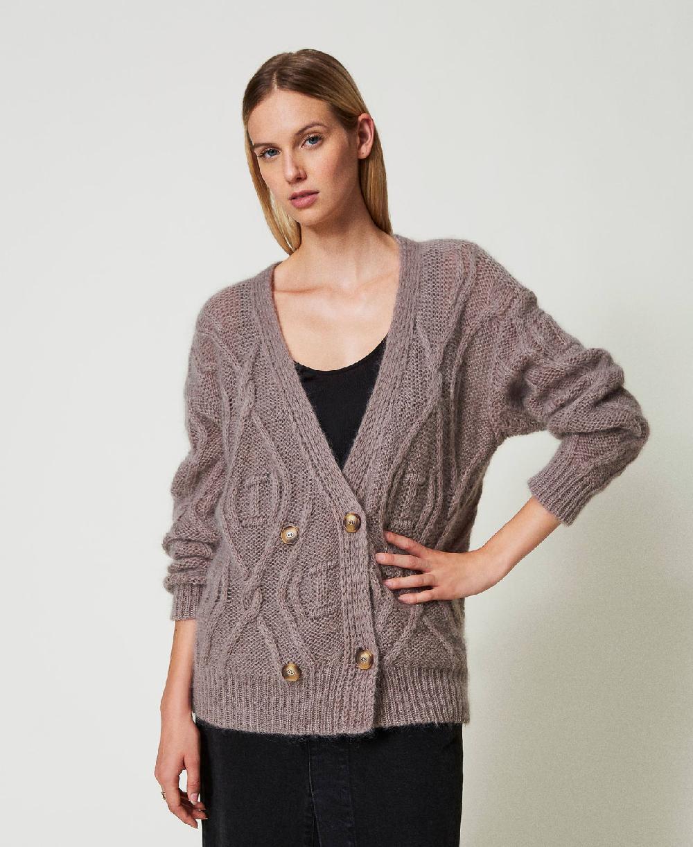 Scee by twin set Cardigan doppiopetto in misto mohair Flash Sale