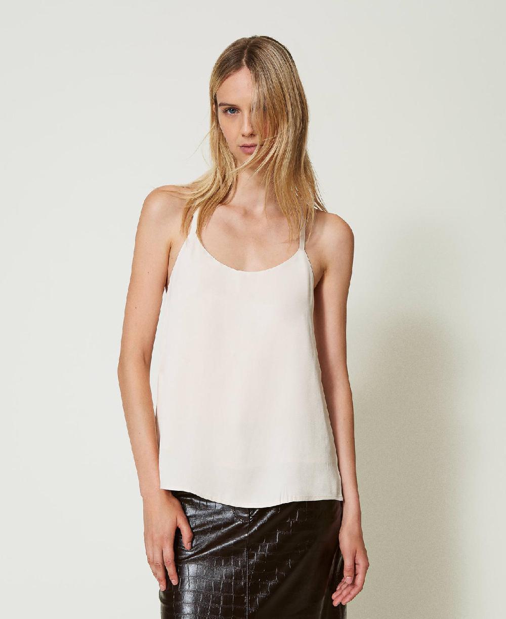 Scee by twin set Top in raso con spalline sottili Offerta esclusiva