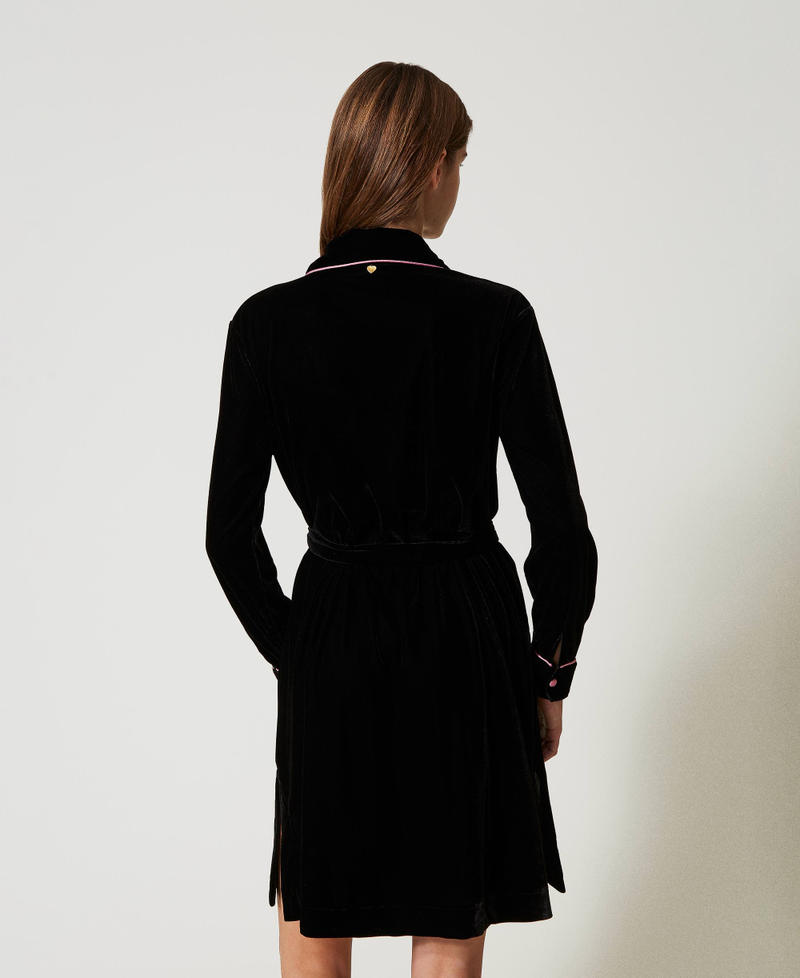 Scee by twin set Camicia da notte in velluto con ricamo Offerta natalizia