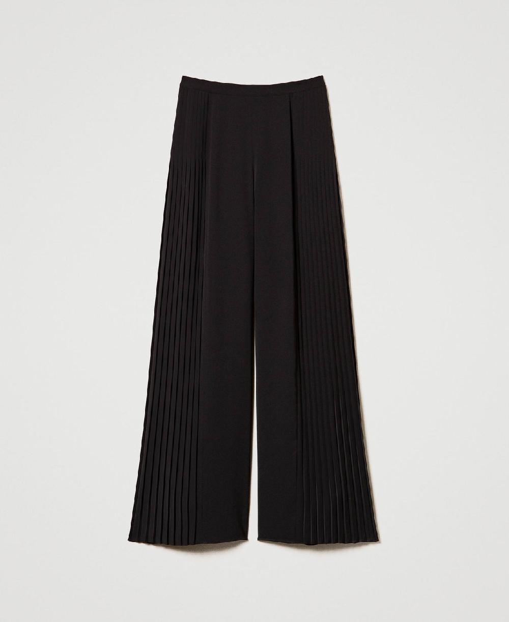 Scee by twin set Pantaloni a palazzo in georgette plissé