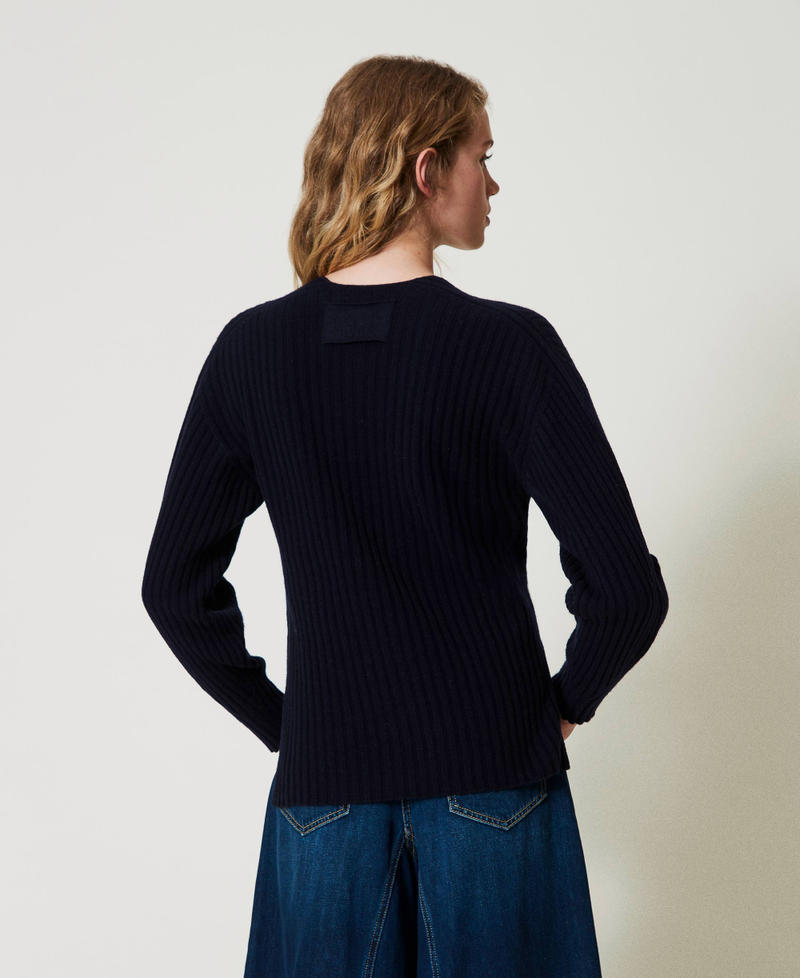 Scee by twin set Maglia in lana e cashmere a costine Offerta Anniversario