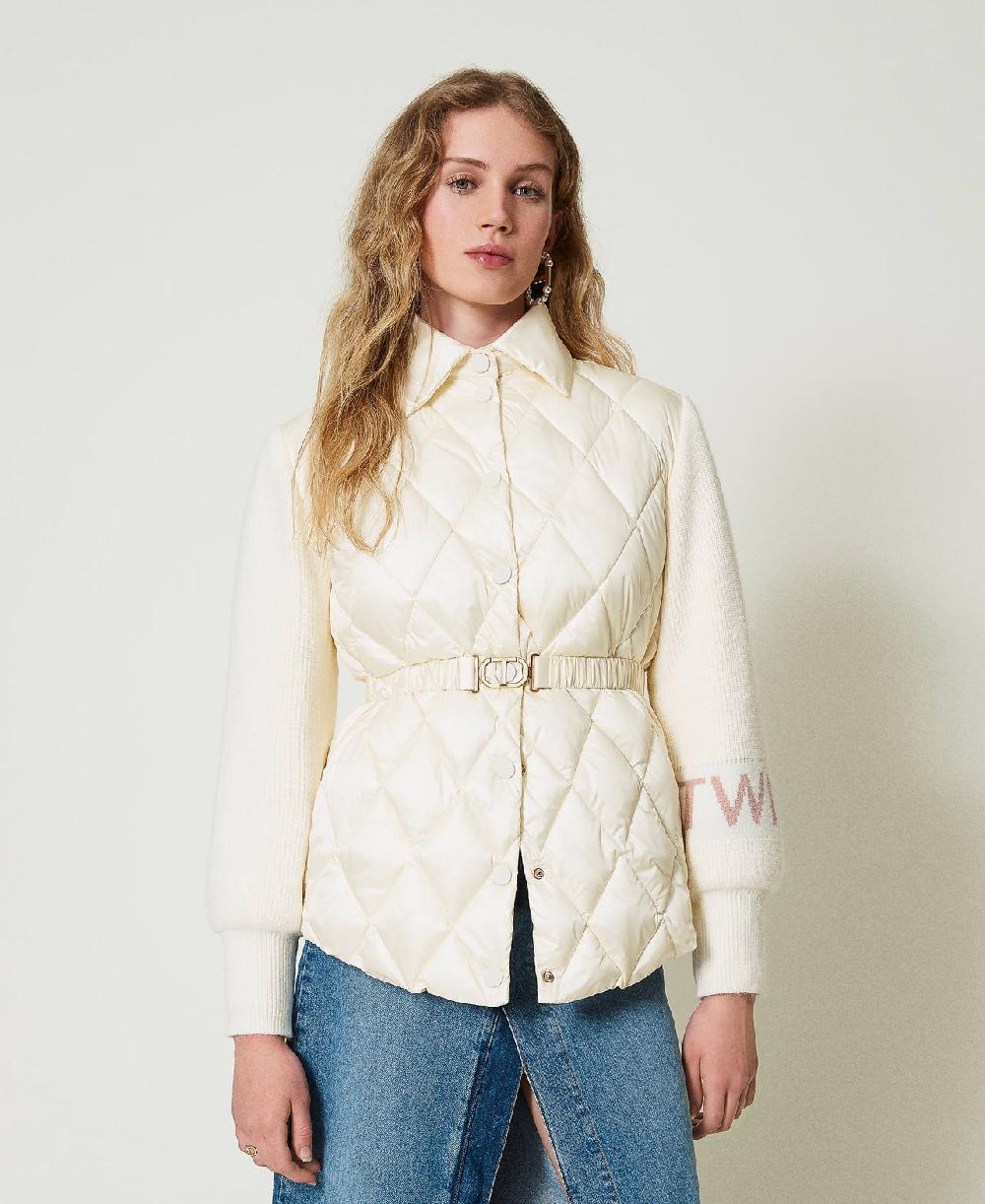 Scee by twin set Piumino trapuntato con maniche in maglia Vendita calda