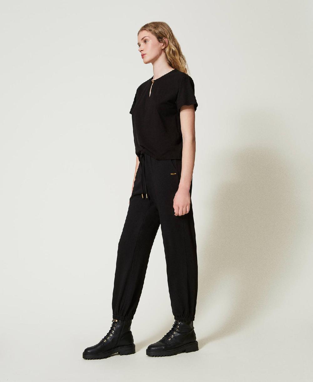 Scee by twin set Pantaloni joggers in felpa con raso Latest fashion