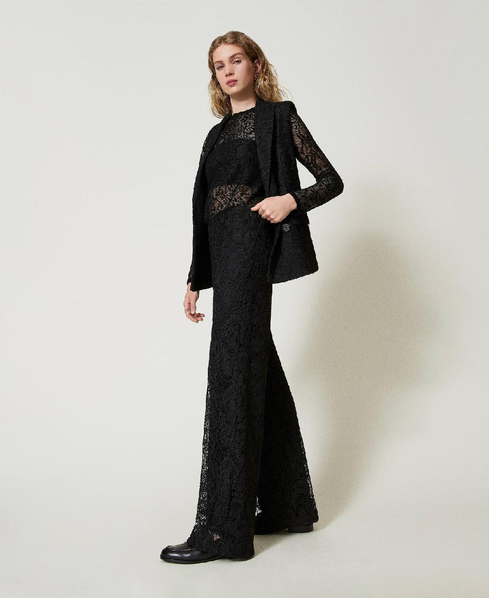 Scee by twin set Pantaloni wide leg in pizzo macramè Bestseller