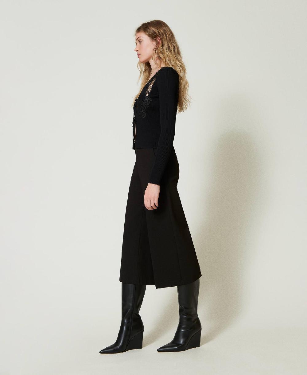 Scee by twin set Pantaloni cropped con cinturino Oval T Offerte stagionali