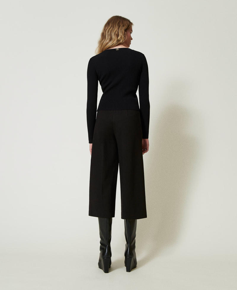 Scee by twin set Pantaloni cropped con cinturino Oval T Offerte stagionali