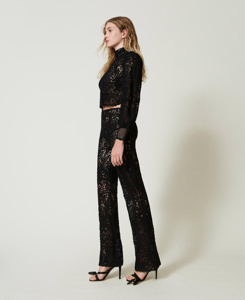 Scee by twin set Pantaloni in maglia crochet a fiori Ritorno libero