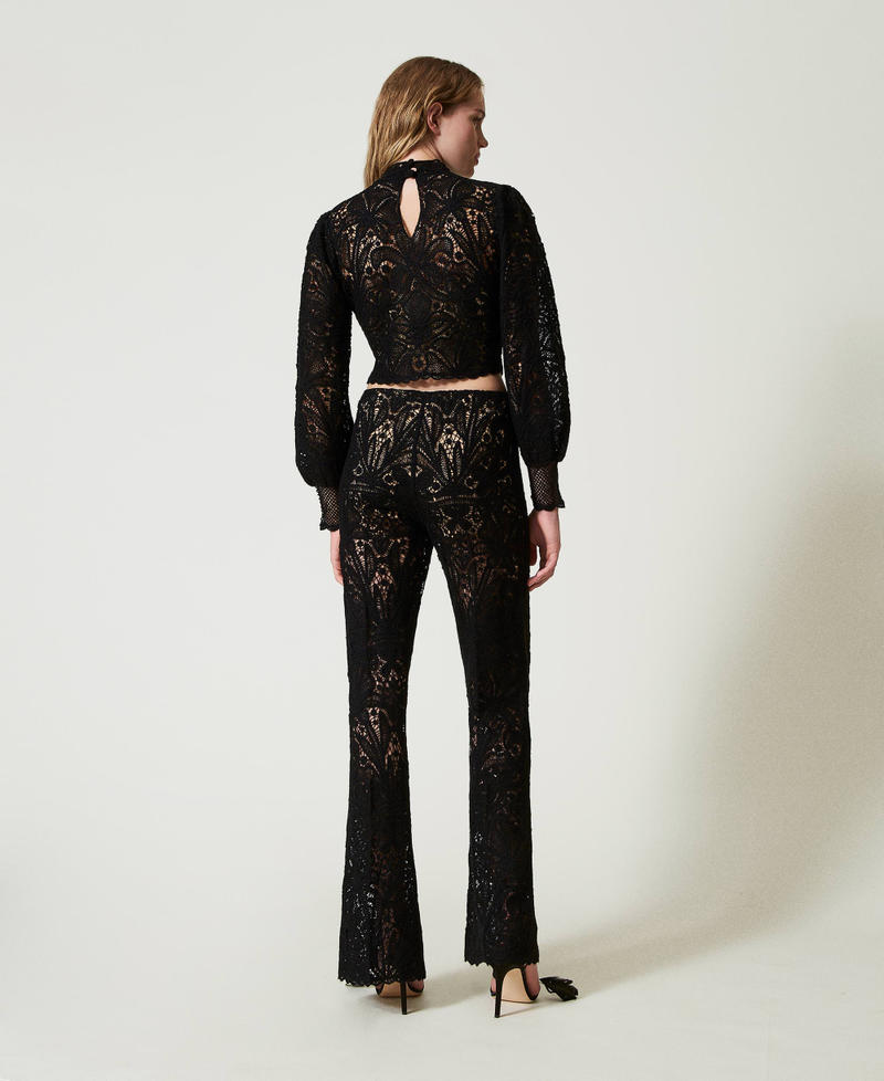 Scee by twin set Pantaloni in maglia crochet a fiori Ritorno libero