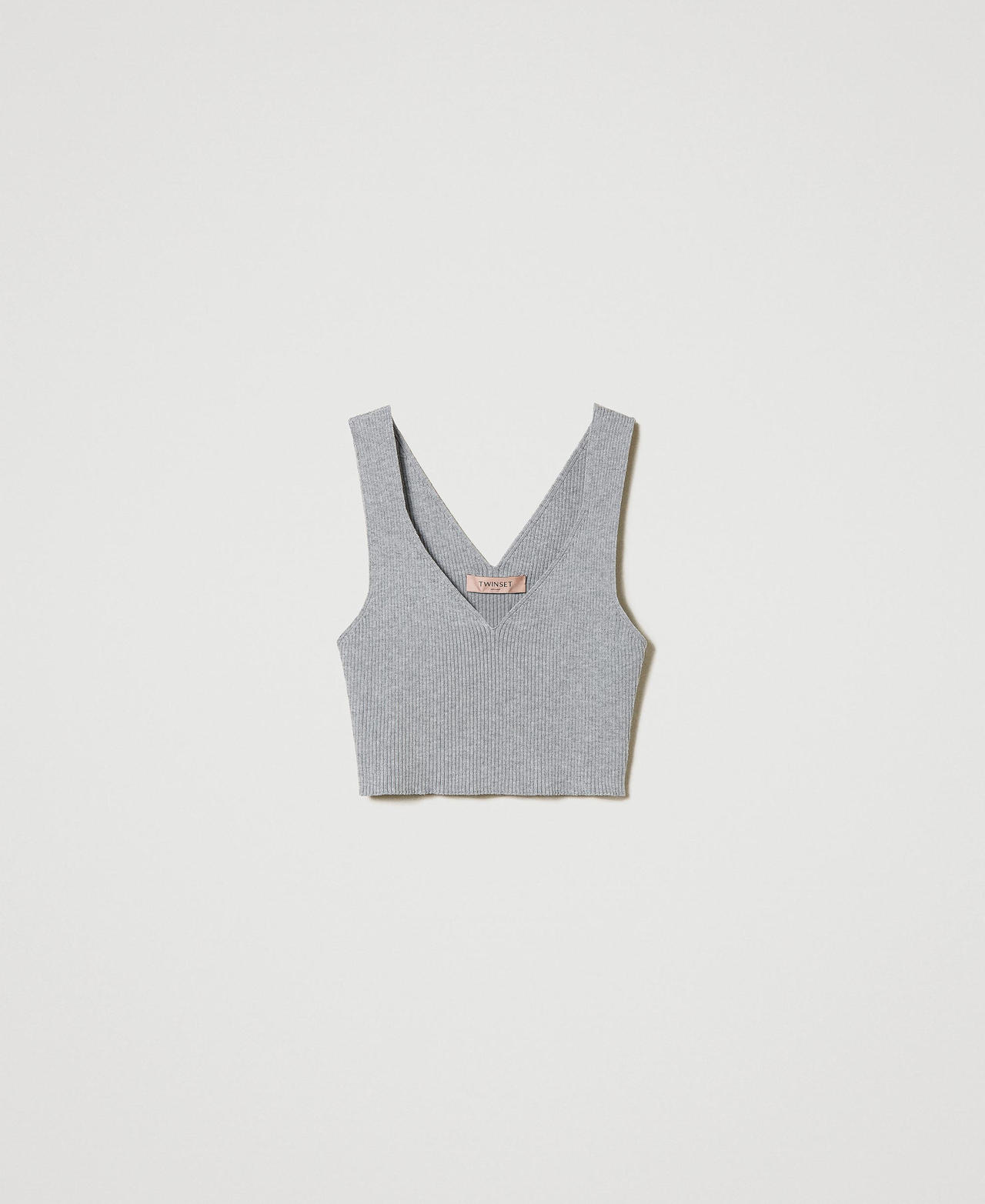 Scee by twin set Top cropped in maglia a costine Rilascio limitato