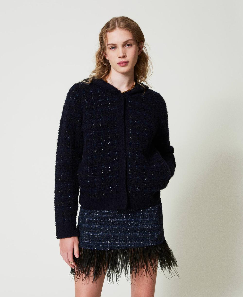 Scee by twin set Minigonna bouclé con piume Promozione temporanea