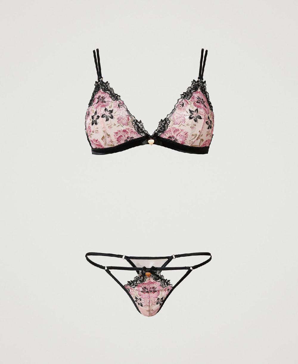 Scee by twin set Reggiseno a triangolo e perizoma con ricamo