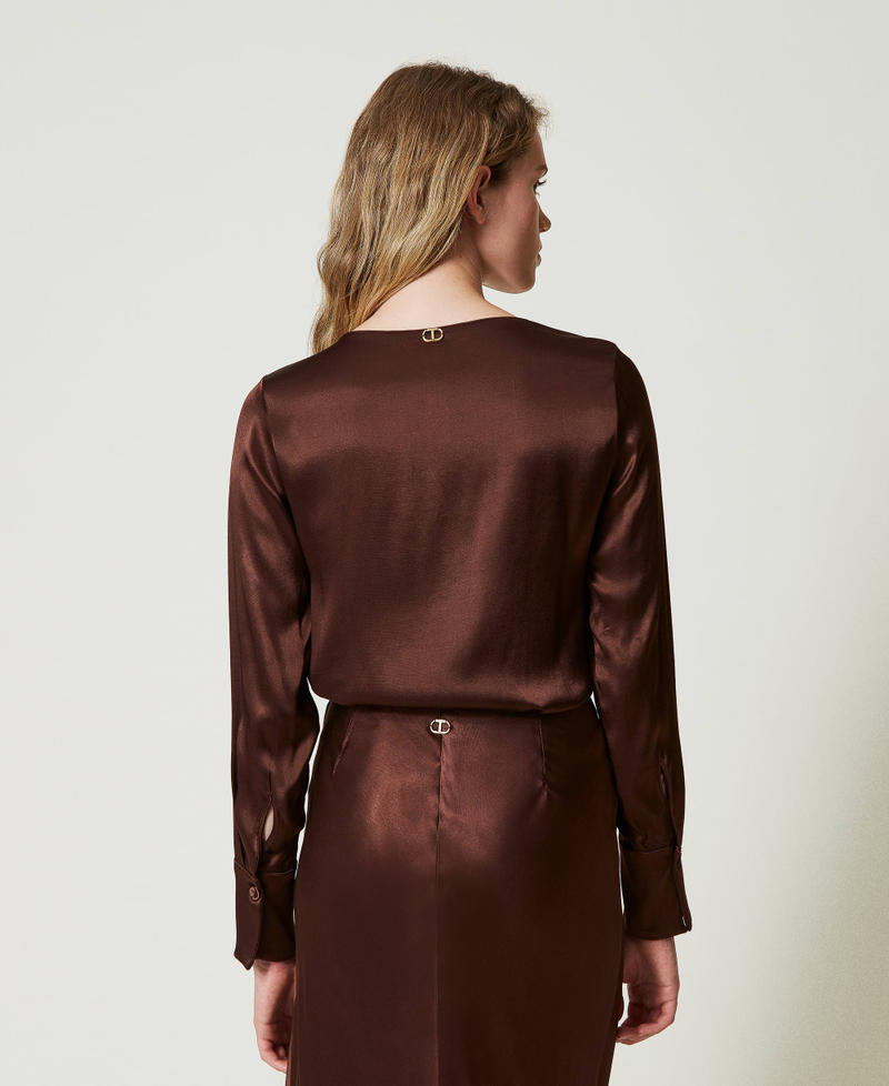 Scee by twin set Blusa in raso con Oval T Offerta speciale della fabbrica