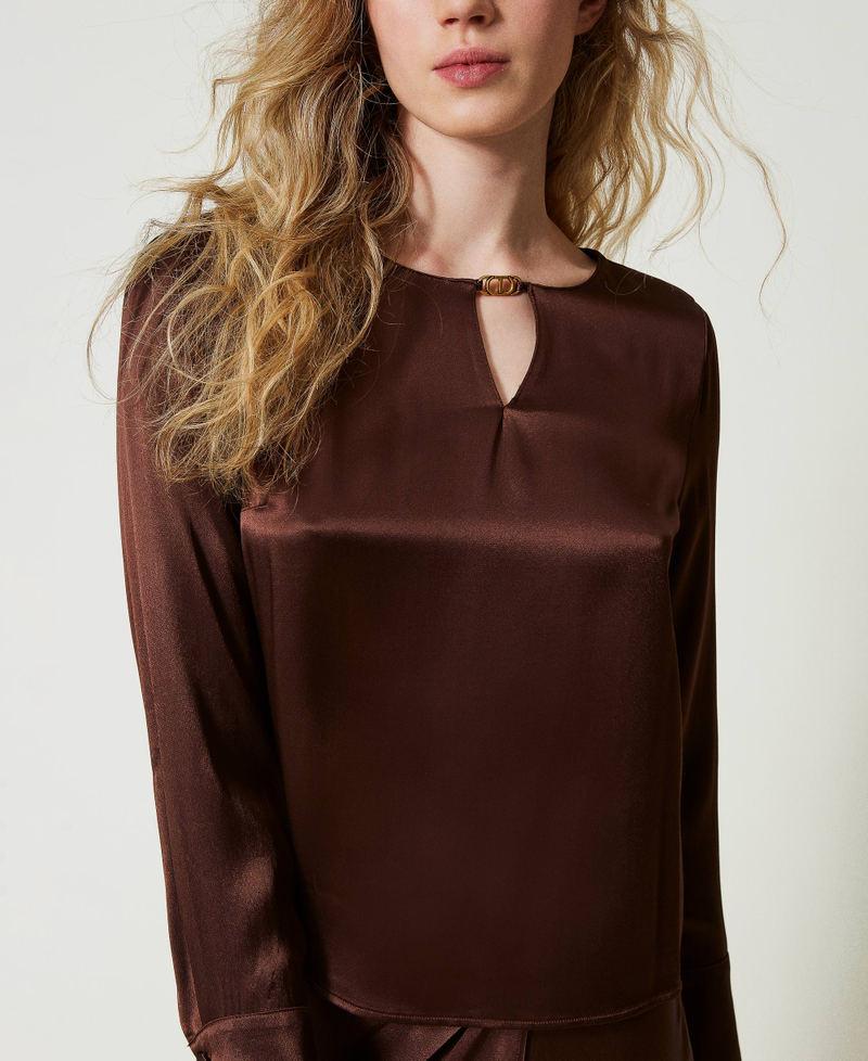 Scee by twin set Blusa in raso con Oval T Offerta speciale della fabbrica