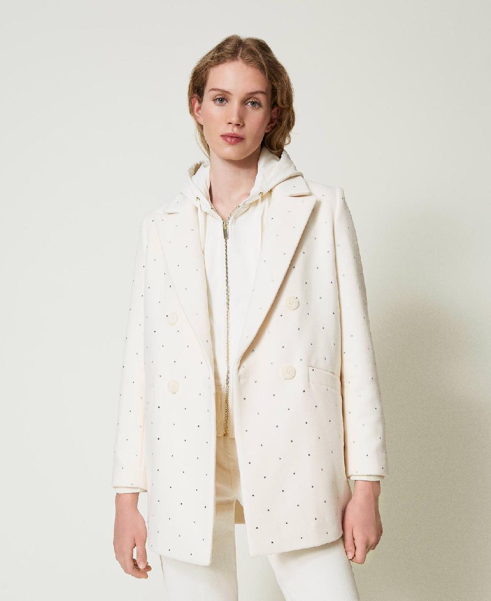 Scee by twin set Cappotto corto in panno con strass Fino al 55% di sconto