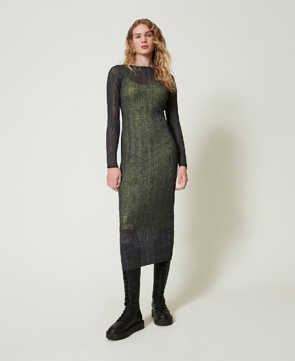 Scee by twin set Abito lungo fitted in maglia a costine Enormi sconti