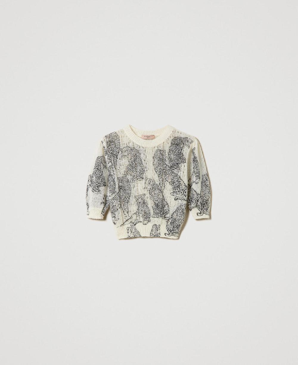 Scee by twin set Maglia cropped in misto lana e mohair 50% di sconto con spedizione gratuita