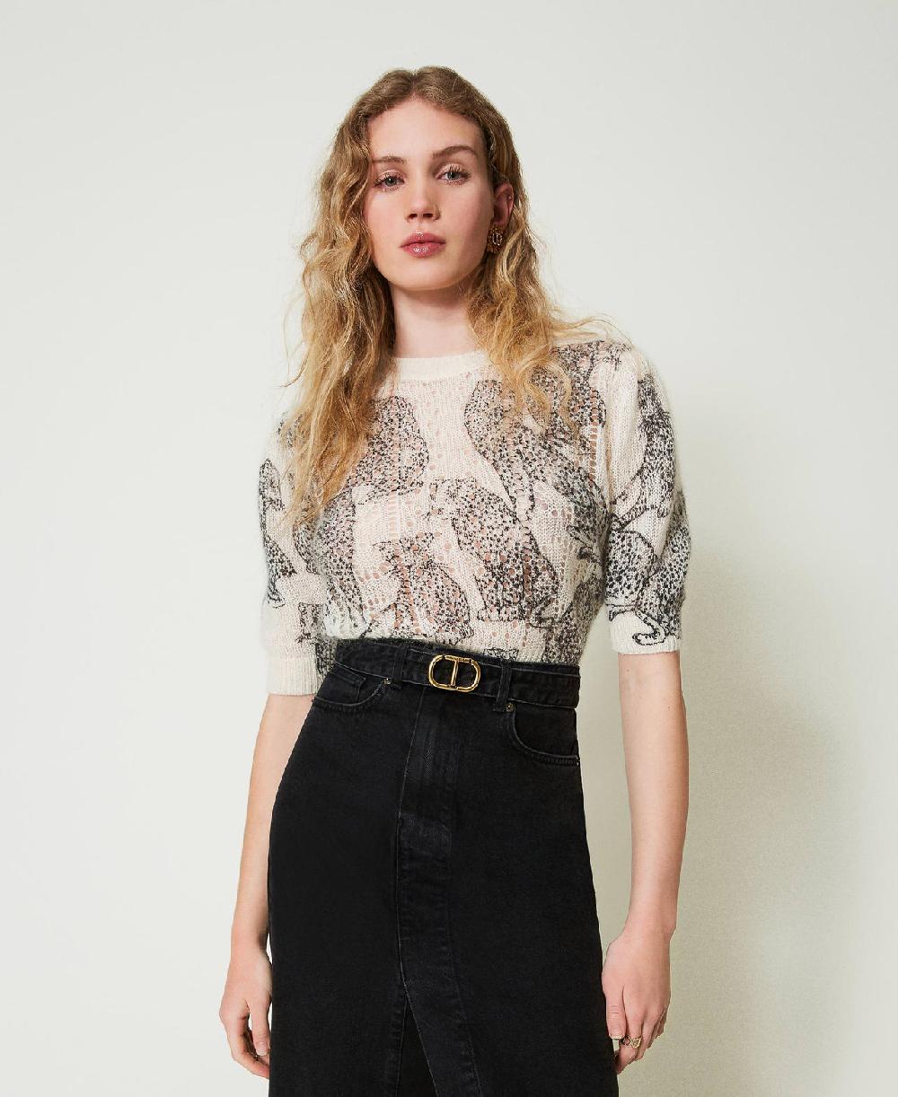 Scee by twin set Maglia cropped in misto lana e mohair 50% di sconto con spedizione gratuita