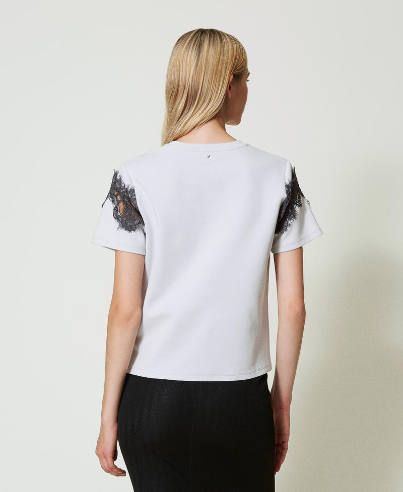 Scee by twin set T-shirt regular con pizzo intarsiato Black Friday Prezzi
