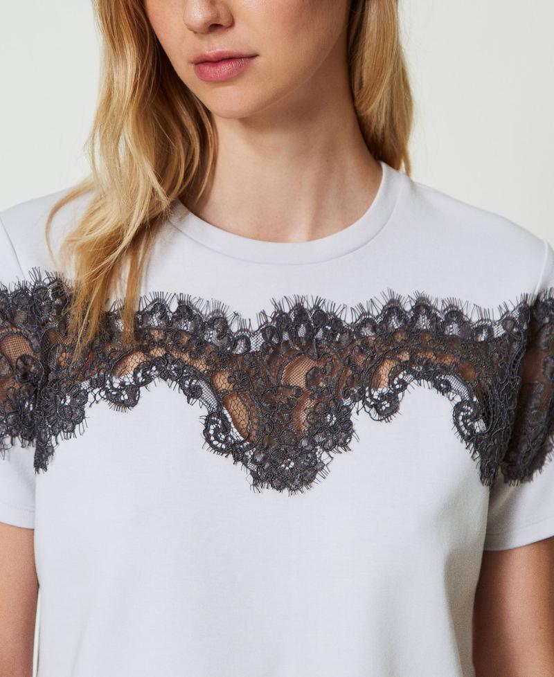 Scee by twin set T-shirt regular con pizzo intarsiato Black Friday Prezzi