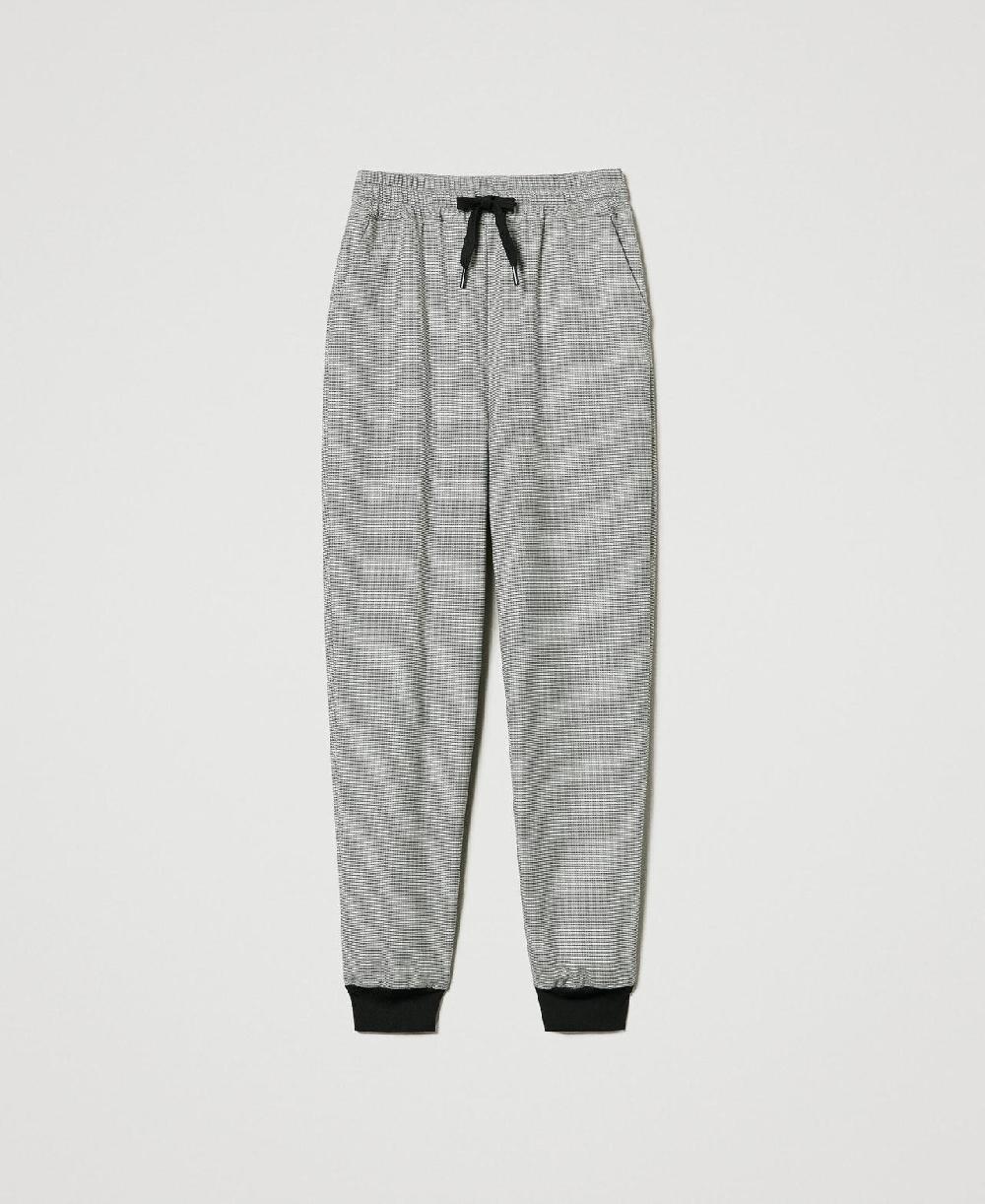 Scee by twin set Pantaloni joggers in pied de poule In vendita