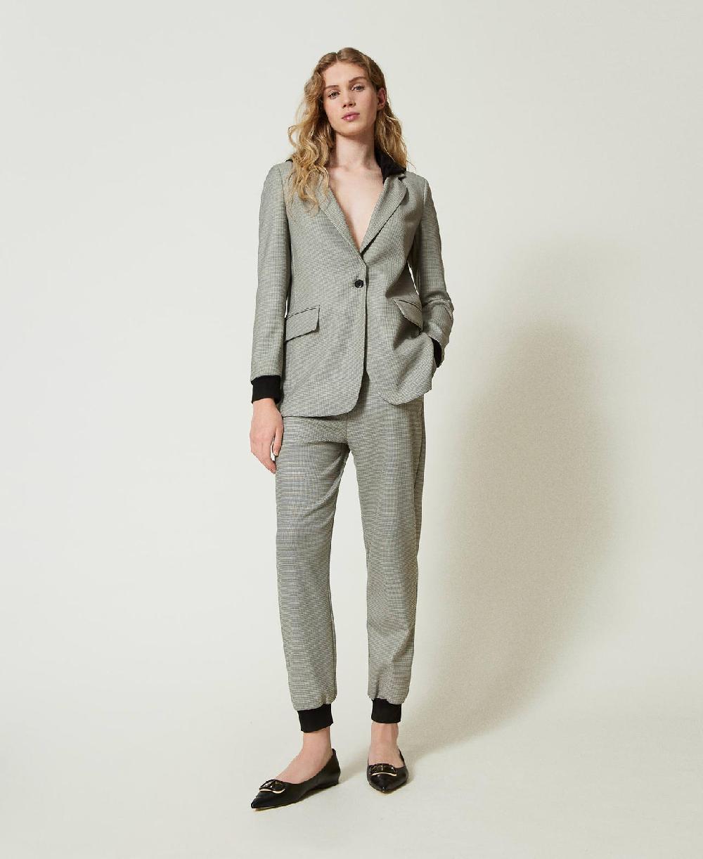 Scee by twin set Pantaloni joggers in pied de poule In vendita