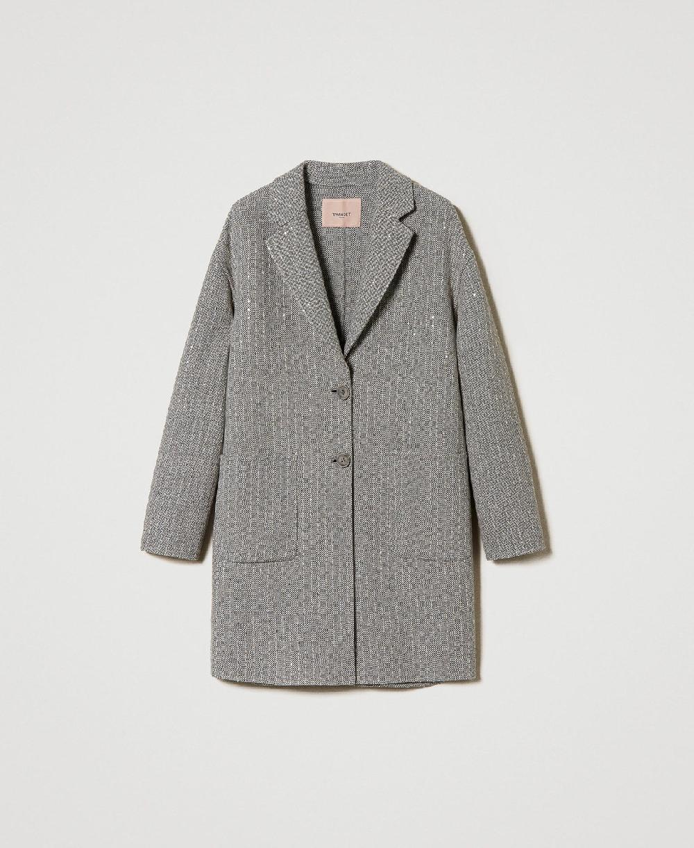 Scee by twin set Cappotto in panno double con paillettes