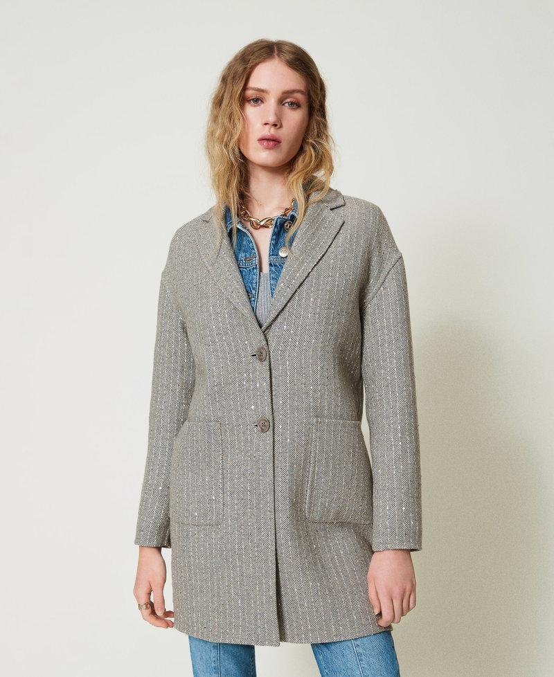 Scee by twin set Cappotto in panno double con paillettes Duty-free