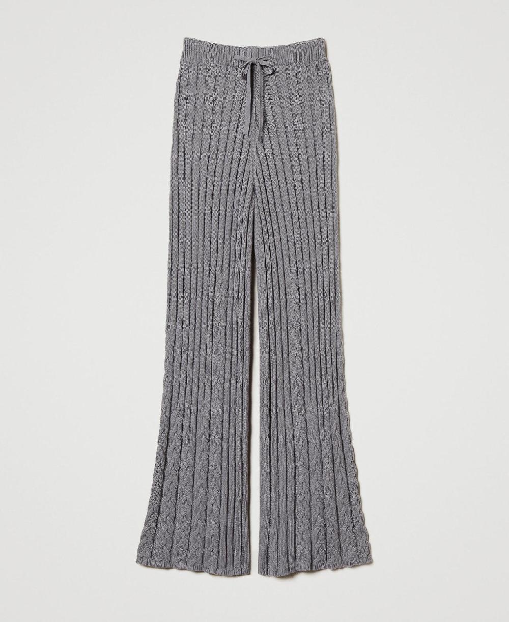 Scee by twin set Pantaloni flare in filato Treeblend con trecce Sconti questo mese