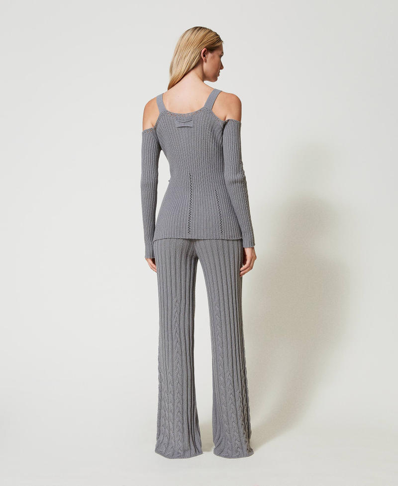 Scee by twin set Pantaloni flare in filato Treeblend con trecce Sconti questo mese