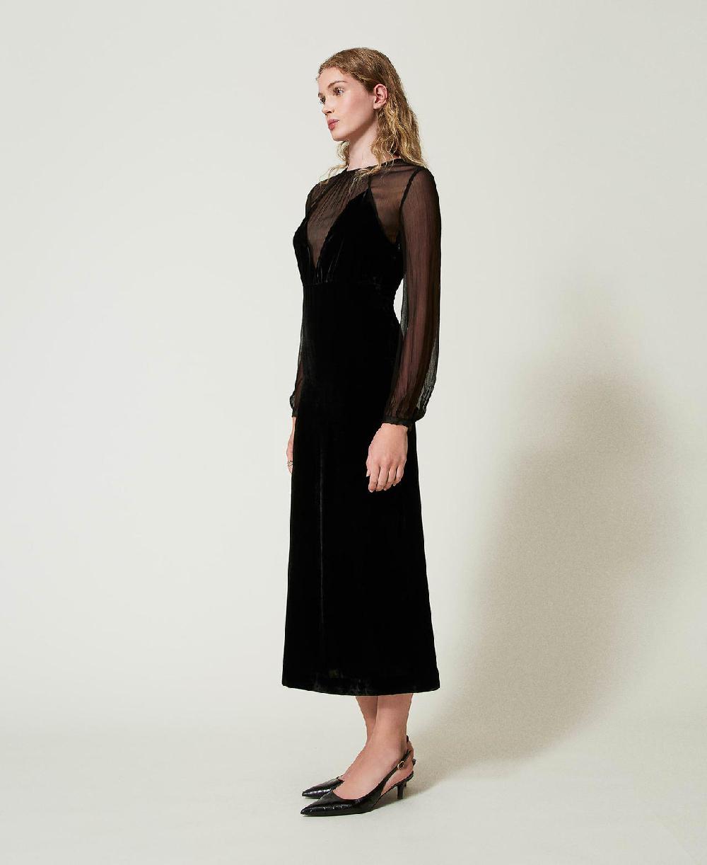 Scee by twin set Abito longuette in chiffon e velluto 2025