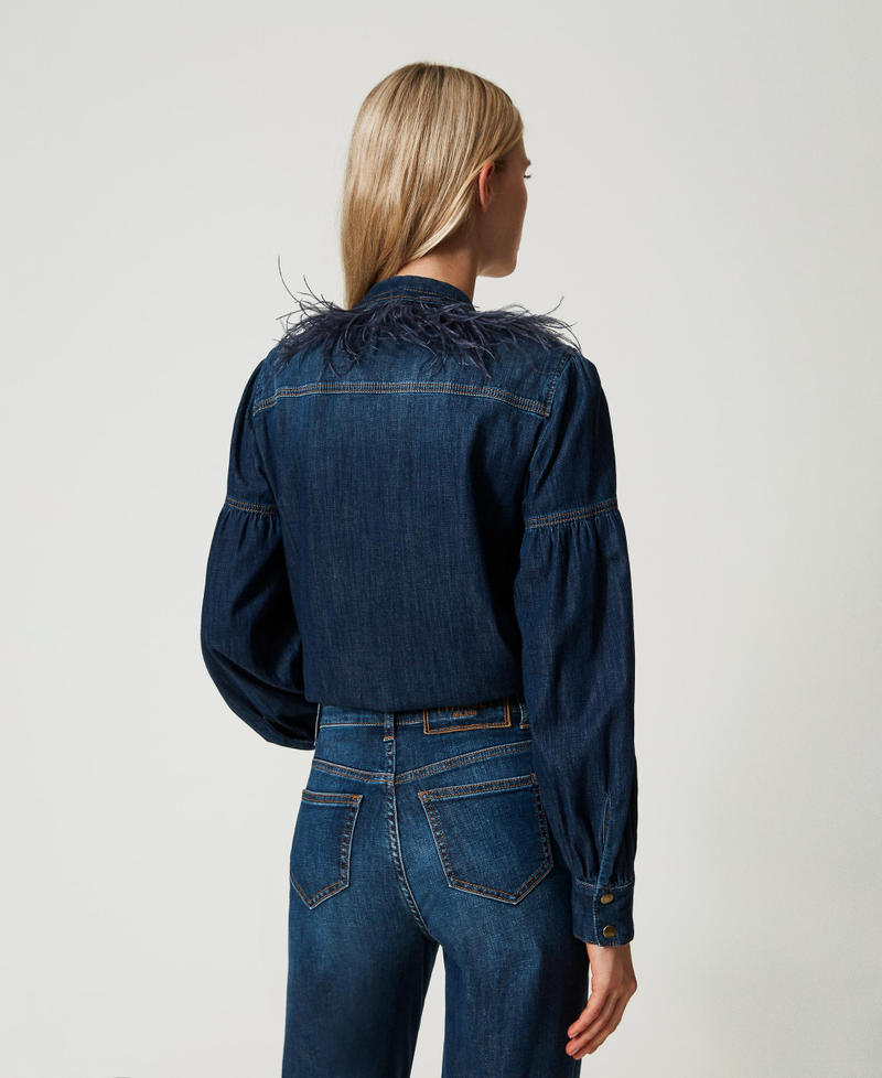 Scee by twin set Camicia in jeans con piume Italy