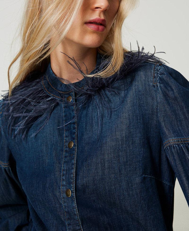 Scee by twin set Camicia in jeans con piume Italy