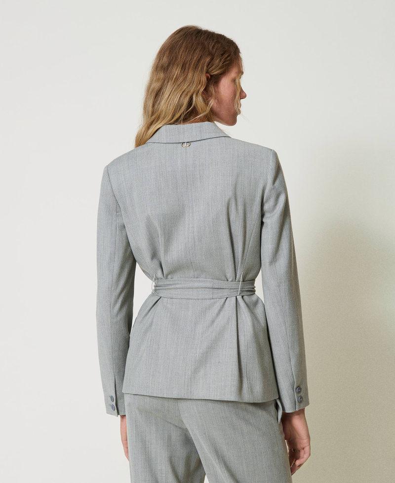Scee by twin set Giacca blazer in misto lana con cintura Nuovo