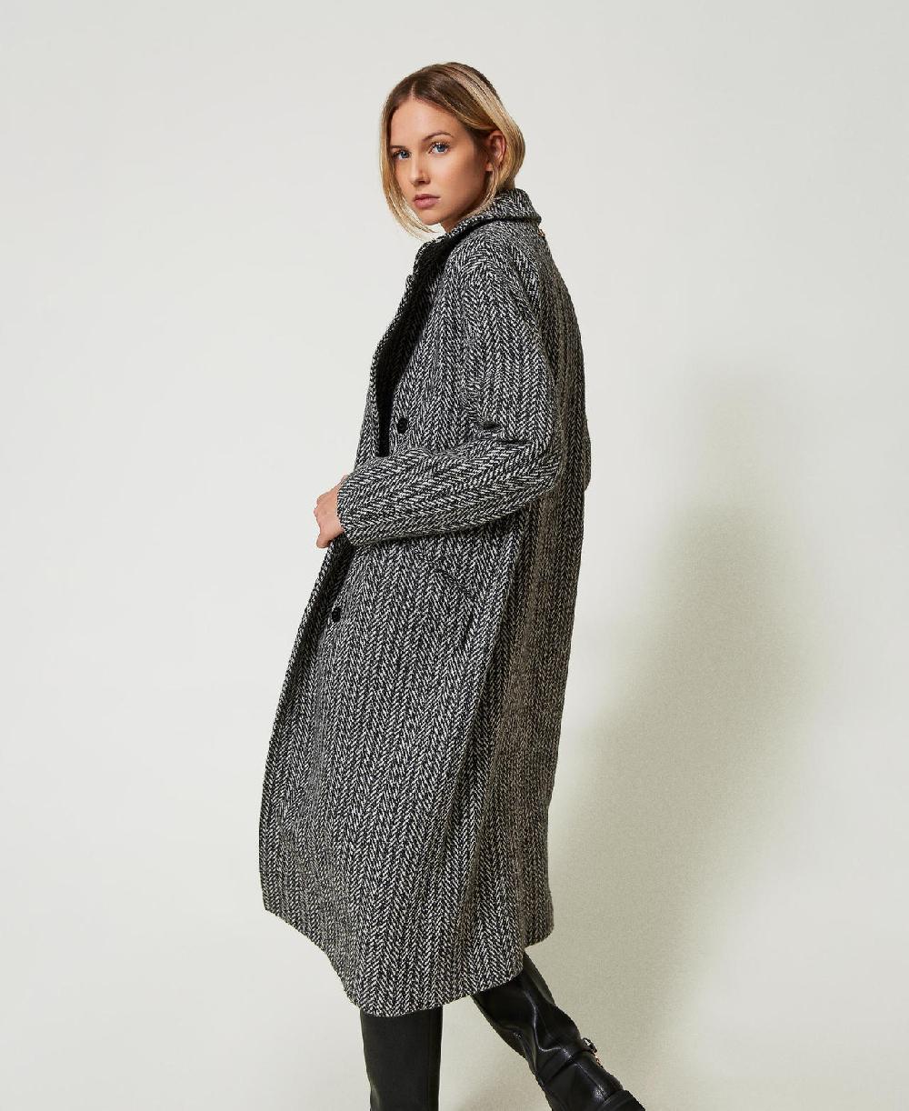 Scee by twin set Cappotto in misto lana gessato Qualità