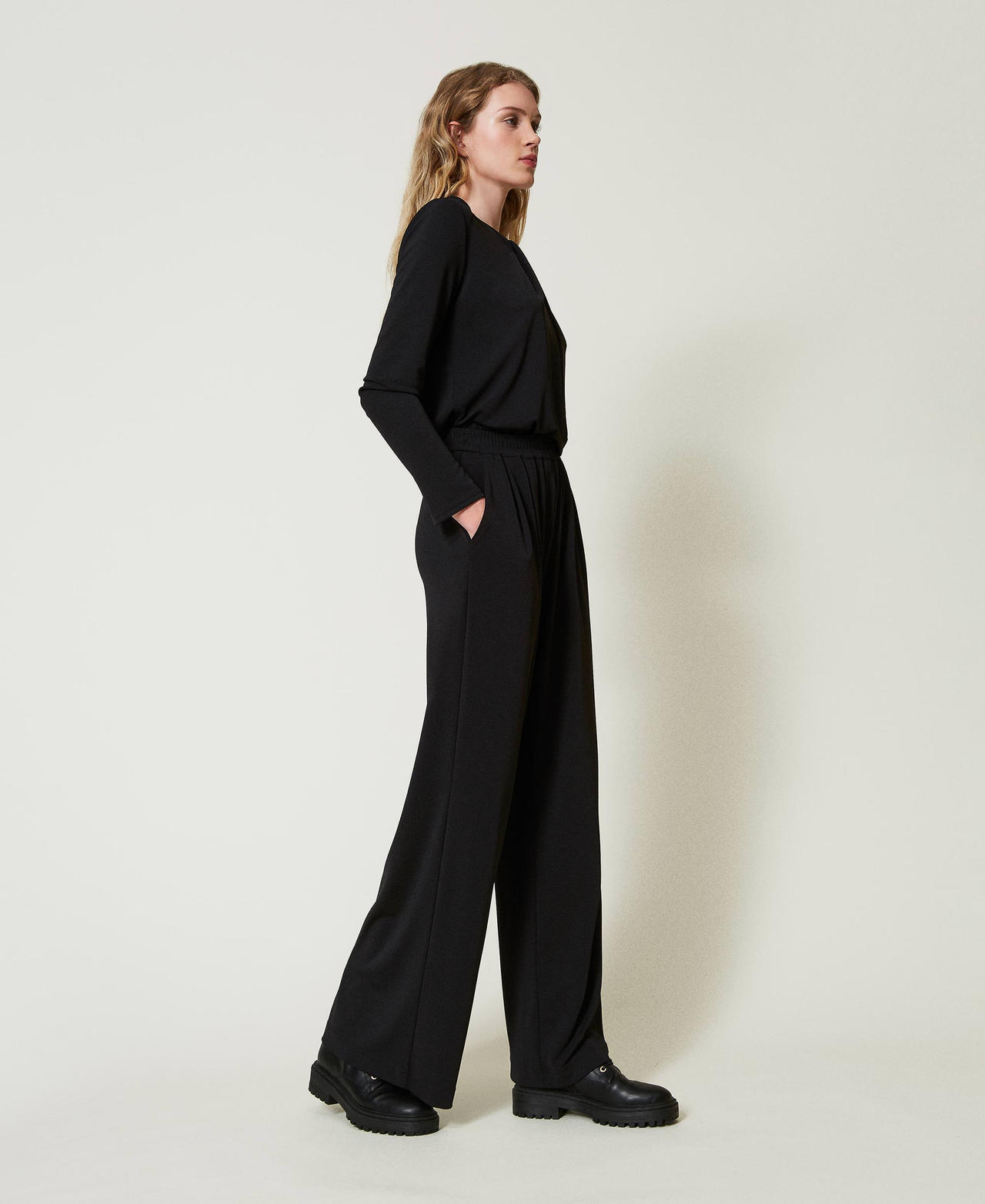 Scee by twin set Pantaloni a palazzo in jersey crêpe Qualità Garantita